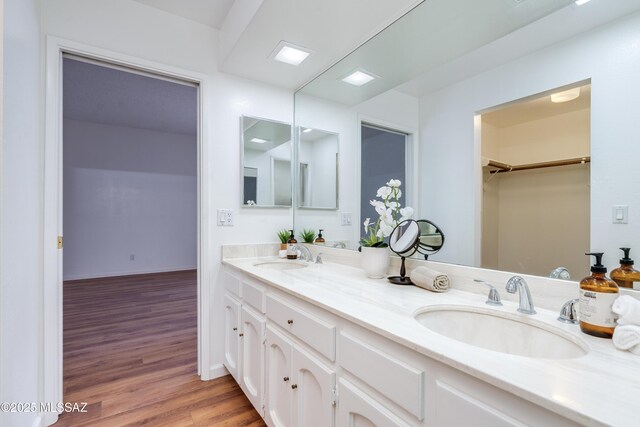 538 N Dodge Blvd, Tucson, AZ 85716 - bathroom with double vanity, wood finished floors, baseboards, and a sink