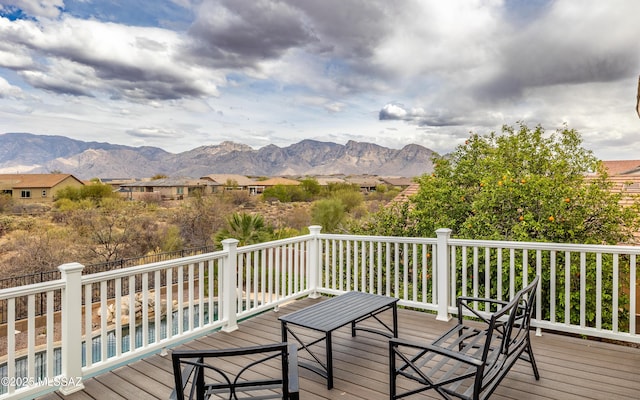 deck featuring a mountain view