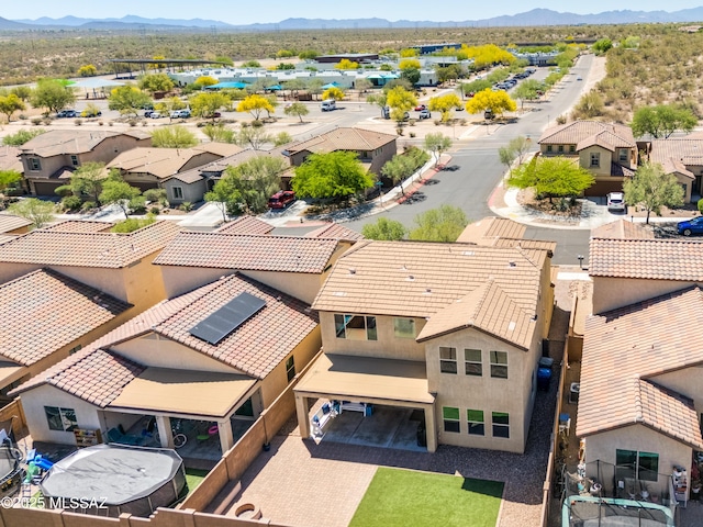 bird's eye view featuring a residential view and a mountain view