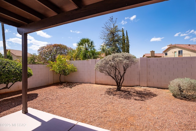 view of yard with a fenced backyard and a patio area