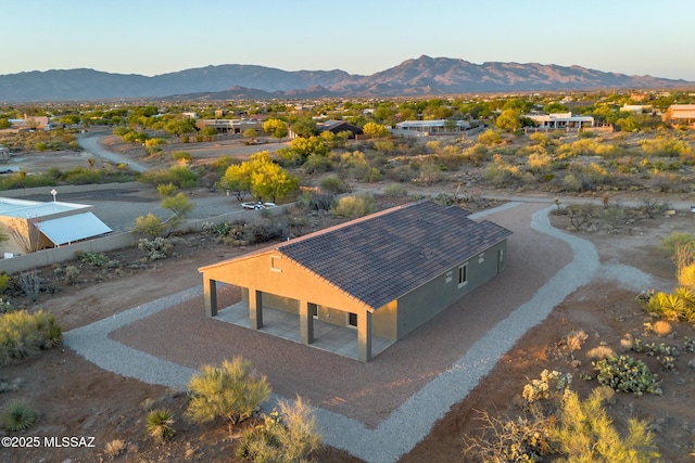 drone / aerial view with a mountain view