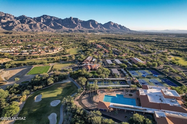 drone / aerial view with a mountain view