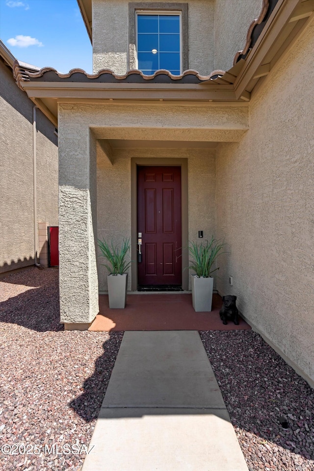 22082 E Thunderhead Dr, Red Rock, AZ 85145 - doorway to property with stucco siding