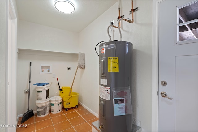 utility room with electric water heater