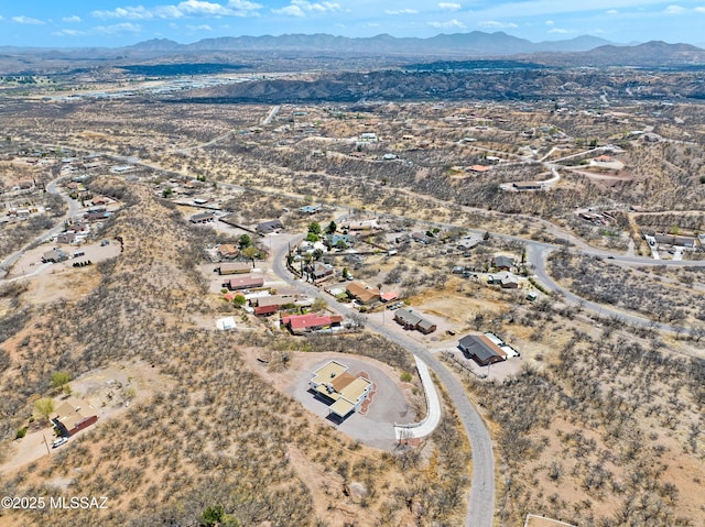 birds eye view of property with a mountain view