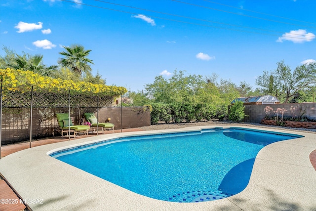 view of pool with a fenced in pool and a fenced backyard