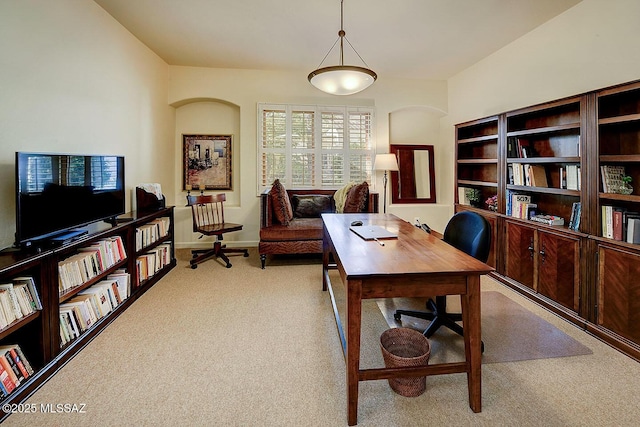 office area with baseboards and carpet flooring