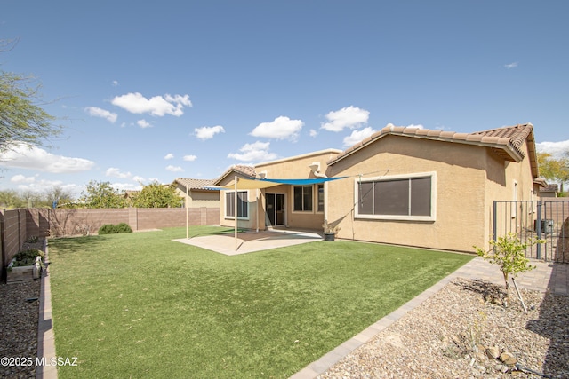 1419 W Red Creek Dr, Tucson, AZ 85737 - rear view of property with a patio, a fenced backyard, and stucco siding
