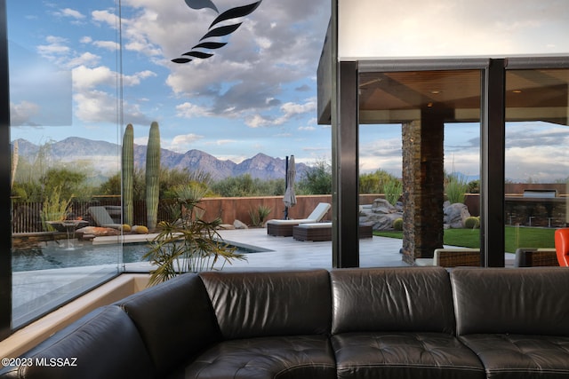 exterior space featuring a mountain view
