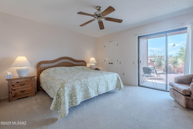 3055 S Placita De La Picaza, Green Valley, AZ 85622 - bedroom featuring access to outside, light colored carpet, and a ceiling fan