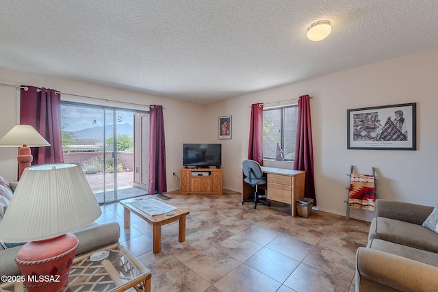 3055 S Placita De La Picaza, Green Valley, AZ 85622 - living area featuring a textured ceiling and a desk