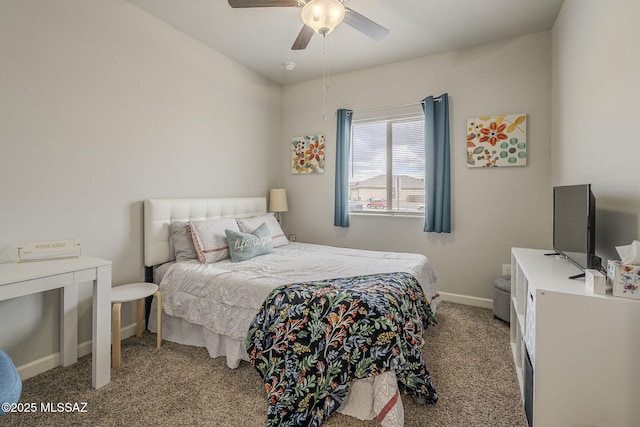 1117 W Valley Meadow Ln, Sahuarita, AZ 85629 - bedroom featuring carpet, baseboards, and ceiling fan