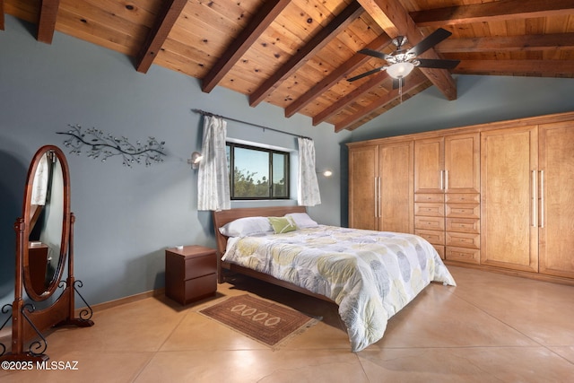 6341 E Brian Kent St, Tucson, AZ 85710 - bedroom with wooden ceiling, baseboards, and vaulted ceiling with beams