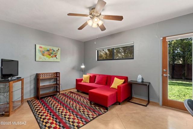 6341 E Brian Kent St, Tucson, AZ 85710 - living area featuring baseboards and a ceiling fan
