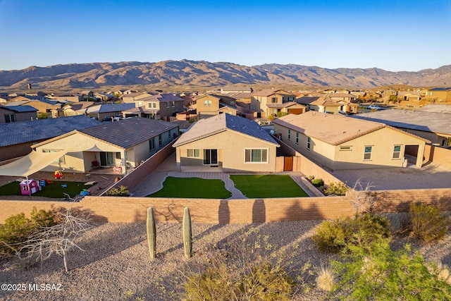 aerial view with a residential view and a mountain view