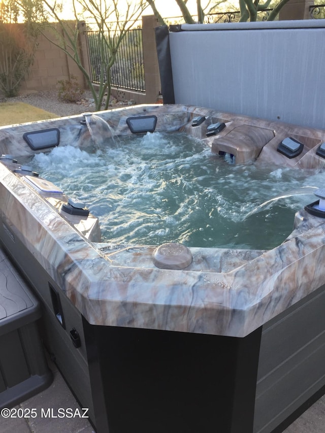12171 N Golden Mirror Dr, Marana, AZ 85658 - exterior view of a hot tub and fence