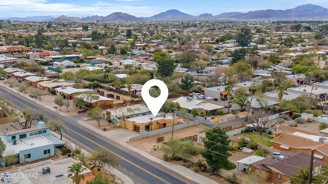 aerial view with a residential view and a mountain view