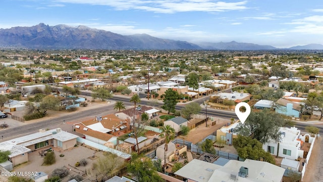 birds eye view of property featuring a residential view and a mountain view