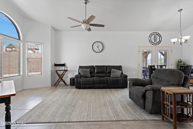 761 W Grantham St, Vail, AZ 85641 - living area featuring a wealth of natural light, tile patterned flooring, and ceiling fan with notable chandelier
