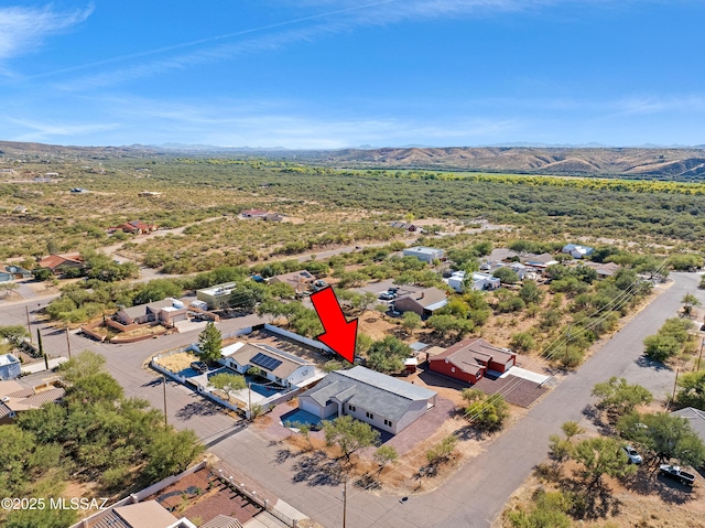drone / aerial view with a mountain view