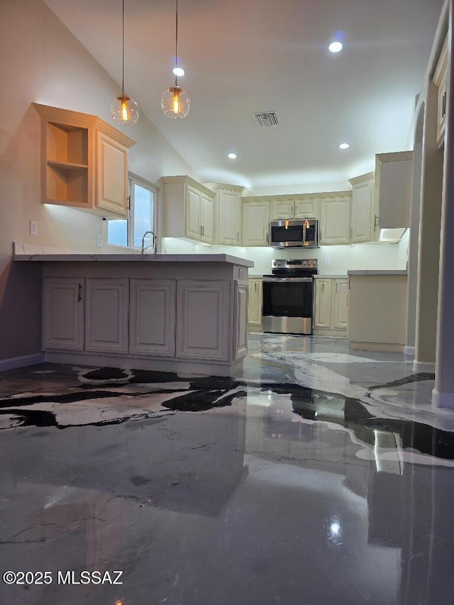 kitchen with recessed lighting, visible vents, a sink, and appliances with stainless steel finishes