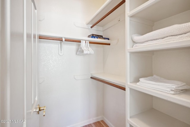 walk in closet featuring light wood-style flooring