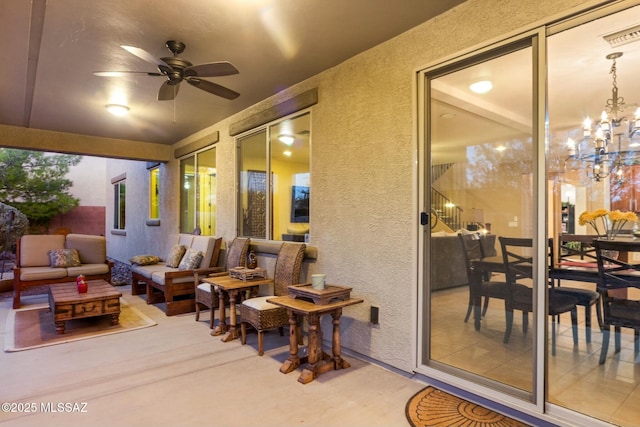 12487 N Wind Runner Pkwy, Marana, AZ 85658 - view of patio / terrace featuring an outdoor living space and a ceiling fan