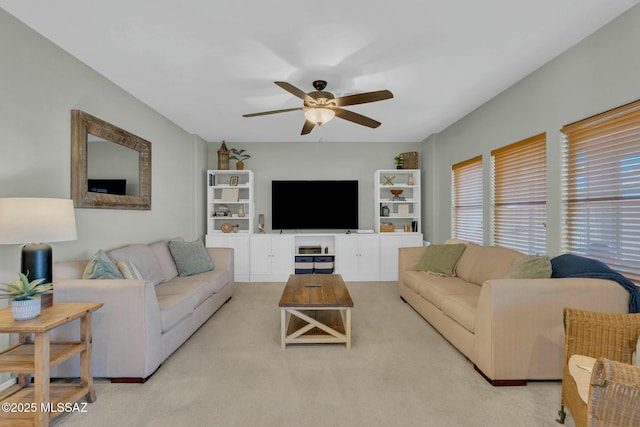 10391 E Malta St, Tucson, AZ 85747 - living room featuring carpet and ceiling fan