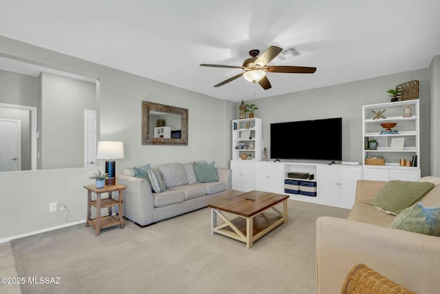 10391 E Malta St, Tucson, AZ 85747 - carpeted living area featuring ceiling fan