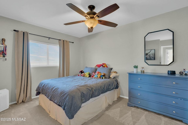 10391 E Malta St, Tucson, AZ 85747 - bedroom featuring baseboards, light colored carpet, and ceiling fan