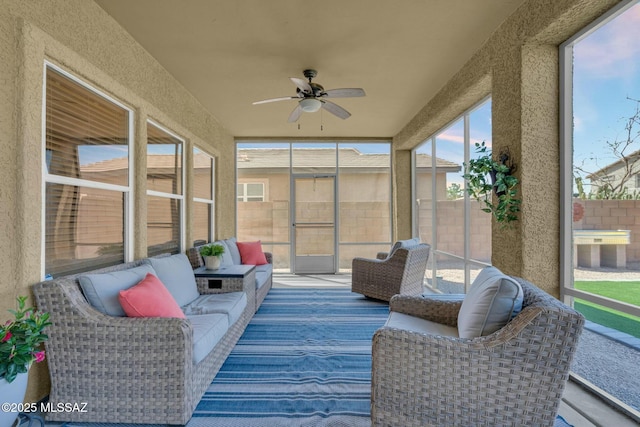 10391 E Malta St, Tucson, AZ 85747 - sunroom / solarium featuring ceiling fan