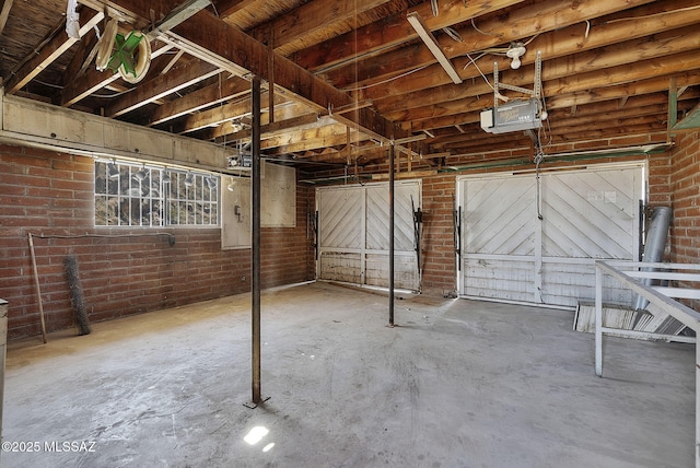 garage with a garage door opener
