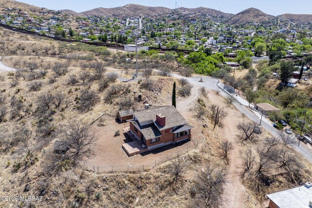 drone / aerial view with a mountain view