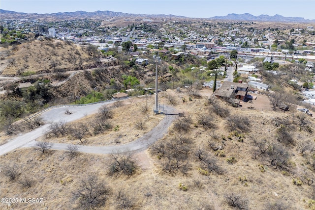 aerial view with a mountain view