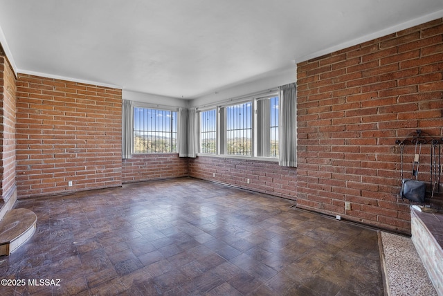 interior space with brick wall