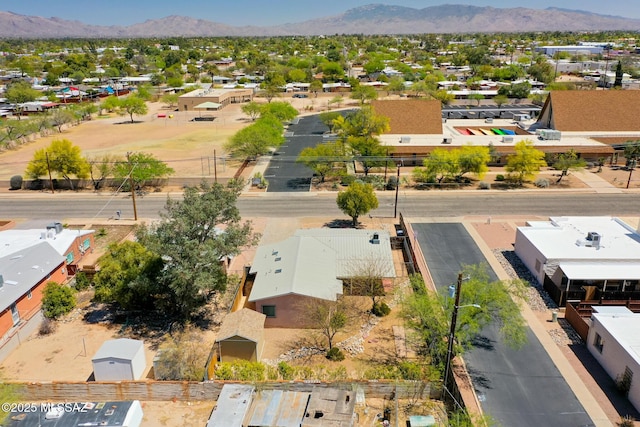 drone / aerial view with a mountain view and a residential view
