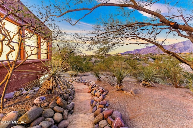 5788 E Paseo Cimarron, Tucson, AZ 85750 - yard at dusk featuring a mountain view