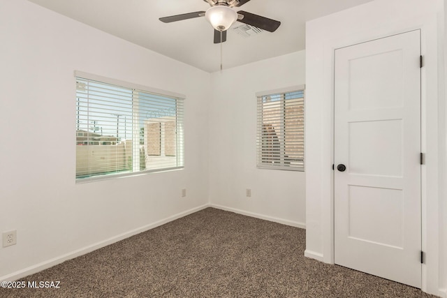407 E 35th St, Tucson, AZ 85713 - carpeted spare room featuring visible vents, baseboards, and ceiling fan