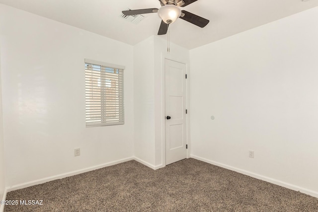 407 E 35th St, Tucson, AZ 85713 - unfurnished room featuring dark carpet, visible vents, a ceiling fan, and baseboards