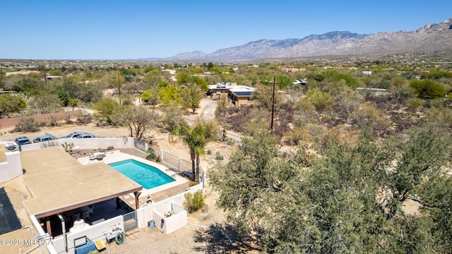 drone / aerial view featuring a mountain view