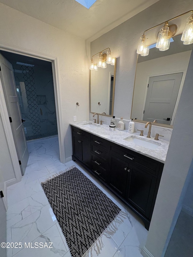 4250 E Aquarius Dr, Tucson, AZ 85718 - bathroom with marble finish flooring and double vanity