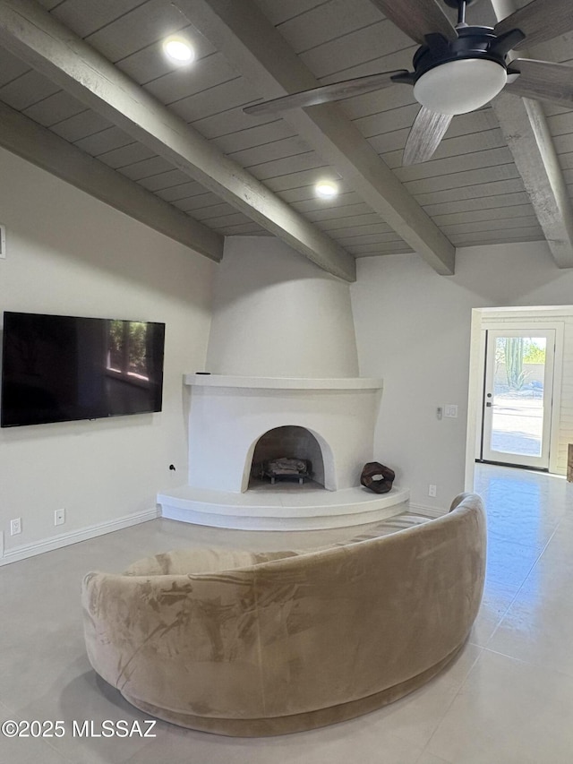 4250 E Aquarius Dr, Tucson, AZ 85718 - living room featuring wooden ceiling, ceiling fan, and recessed lighting