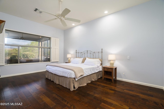 37717 S Terrace Park Dr, Saddlebrooke, AZ 85739 - bedroom with wood-type flooring, recessed lighting, a ceiling fan, and baseboards