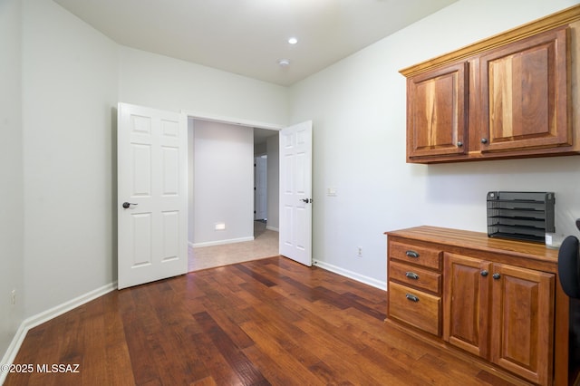 37717 S Terrace Park Dr, Saddlebrooke, AZ 85739 - unfurnished office with baseboards, dark wood-style floors, and recessed lighting