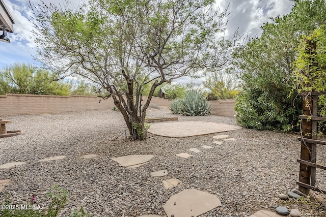view of yard featuring a patio and a fenced backyard