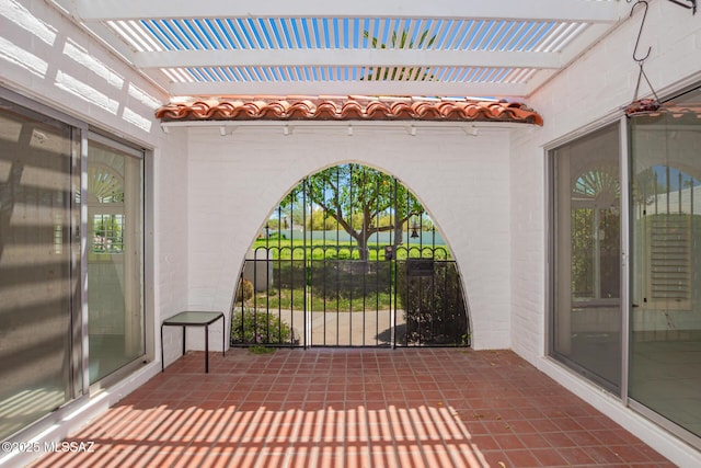 view of patio / terrace featuring a pergola