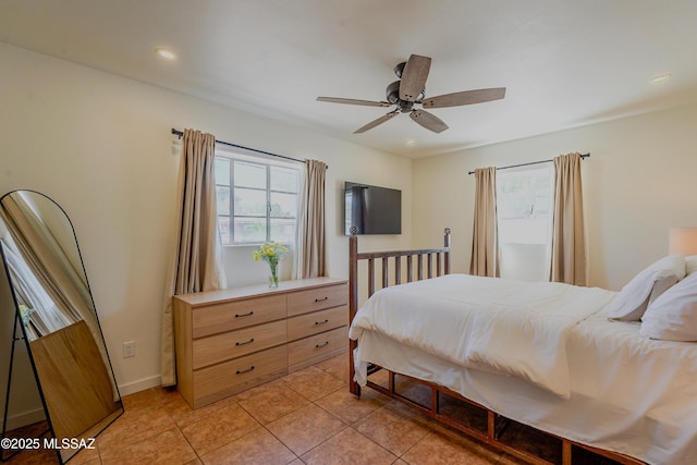 3315 N Tucson Blvd, Tucson, AZ 85716 - bedroom featuring light tile patterned floors, recessed lighting, and a ceiling fan