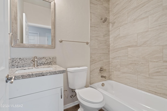 full bathroom featuring toilet, vanity, and shower / tub combination