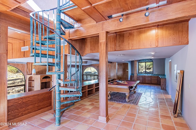 game room with wooden ceiling and billiards