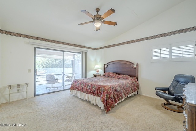 bedroom featuring multiple windows, carpet, and access to exterior